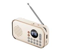 FYOBOT Radio FM Portátil Recargable Pequeño Altavoz Bluetooth Inalámbrico Sonido Estéreo Envolvente USB Radios Vintage Color Crema