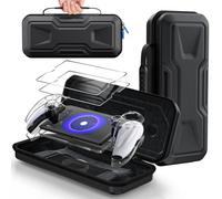 FYOUNG 3 in 1 Accessories Bundle for Playstation Portal, Carrying Case & Hard PC Clear Cover Skins Set with Screen Protector, Protective Shell Portable Travel Handbag for PS5 Portal Remote Player