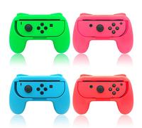 FYOUNG Controlador de agarre de mano compatible con Joy Con para Switch y versión de modelo OLED, superficie de goma, accesorios de soporte remoto (4 unidades) - rojo, azul, verde, rosa