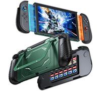 FYOUNG Funda protectora acoplable para Nintendo Switch 2 con cubierta frontal de policarbonato duro, soporte ajustable, 12 ranuras para tarjetas de juego, agarre de TPU para Joycon, carcasa a prueba