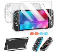 FYOUNG Funda protectora y protector de pantalla para Nintendo Switch 2 - Paquete de accesorios 3 en 1 para Switch 2025 - Carcasa rígida de policarbonato transparente, 2 películas de vidrio, 4