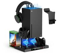 FYOUNG Soporte de ventilador de refrigeración para Xbox Series X con kit de accesorios de soporte para auriculares, sistema de refrigeración de ventilador serie X con cargador de controlador y soporte
