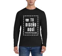 Fyralune Camisetas Manga Larga Hombre Personalizado, Long Sleeve Tshirt Personalizada Agrega tu Texto/Imagen/Foto, añade tu Imagen, Camisetas Manga Larga como Regalo