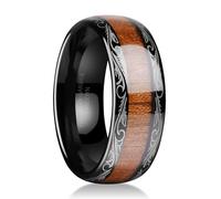 Fyrddyn Anillo de tungsteno de 6 mm y 8 mm para hombres y mujeres, color negro y plateado con incrustaciones de madera, anillo de boda de ajuste cómodo 5-14.5 para Navidad, día de San Valentín, 11