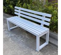 FYRDTNG Banco de Jardín con Respaldo, Banco de Parque de Acero Galvanizado, Resistente para Exterior, Terraza, Patio, Uso Público, Duradero(White,220cm/86.6in)