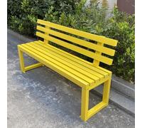 FYRDTNG Banco de Jardín con Respaldo, Banco de Parque de Acero Galvanizado, Resistente para Exterior, Terraza, Patio, Uso Público, Duradero(Yellow,220cm/86.6in)