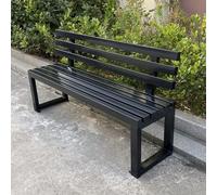 FYRDTNG Banco de Jardín con Respaldo, Banco de Parque de Acero Galvanizado, Resistente para Exterior, Terraza, Patio, Uso Público, Duradero(Black,220cm/86.6in)