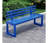 FYRDTNG Banco de Jardín de Acero Galvanizado, Banco Exterior Resistente a la Intemperie para Terraza, Patio y Parque, Heavy Duty, Colorido(Blue+backrest,220cm/86.6in)