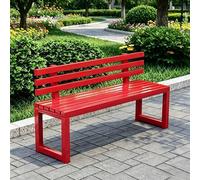 FYRDTNG Banco de Jardín de Acero Galvanizado, Banco Exterior Resistente a la Intemperie para Terraza, Patio y Parque, Heavy Duty, Colorido(Red+backrest,220cm/86.6in)