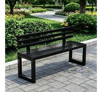 FYRDTNG Banco de Jardín de Acero Galvanizado, Banco Exterior Resistente a la Intemperie para Terraza, Patio y Parque, Heavy Duty, Colorido(Black+backrest,220cm/86.6in)