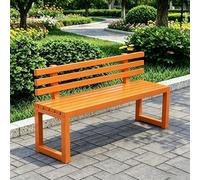 FYRDTNG Banco de Jardín de Acero Galvanizado, Banco Exterior Resistente a la Intemperie para Terraza, Patio y Parque, Heavy Duty, Colorido(Orange+backrest,220cm/86.6in)
