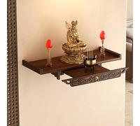 FYRDTNG Montaje en Pared Sobremesa Altar Budista Armario de Altar Doméstico Templo Pooja Mandir Mesa de Altar Estante para Meditación Butsudan Bandeja Extraíble(Wall-Mounted,Large)