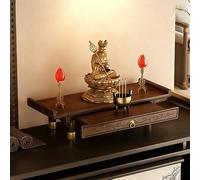 FYRDTNG Montaje en Pared Sobremesa Altar Budista Armario de Altar Doméstico Templo Pooja Mandir Mesa de Altar Estante para Meditación Butsudan Bandeja Extraíble(Tabletop,Large)