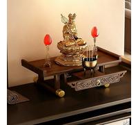 FYRDTNG Montaje en Pared Sobremesa Altar Budista Armario de Altar Doméstico Templo Pooja Mandir Mesa de Altar Estante para Meditación Butsudan Bandeja Extraíble(Upgraded Tabletop,Large)