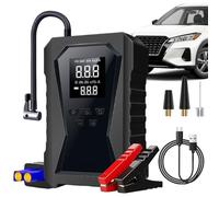 Fyrdyn Arrancador de salto con compresor de aire, paquete de salto de 12 V con inflador de neumáticos, amplificador de arranque inalámbrico para coche, banco de energía digital inteligente para camión