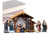 Fyrdyn Belén Navideño para Interior - Pesebre Navideño de Resina | Set de Figuras de Nacimiento Clásico para Chimenea, Mesa, Estantería, Escaparate, y Alféizar