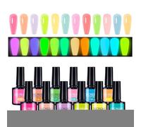 Fyrdyn Esmalte De Uñas Que En La Oscuridad - Gel Decorativo Para Uñas | Kit De Manicura Luminoso 12 Unidades Para Mujeres Niñas Estudiante Salón Viajes Fotos Escenario