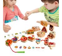 Fyrdyn Juguetes de Enhebrar para Niños Pequeños | Juguetes Educativos con Cuentas para Enhebrar,Juguete Educativo de Madera para Desarrollo Infantil en Primera Infancia Edad 3 Años Más