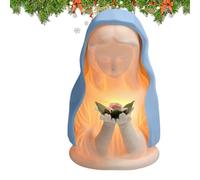 Fyrdyn Luz Nocturna de la Virgen María Bendita, Artesanía De Figura Con Luz Cálida, Lámpara Nocturna Religiosa, Para Casa Hogar Navidad Cumpleaños Guardería Universidad Habitación Mesa De Noche