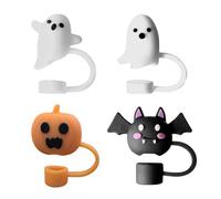 Fyrdyn Tapones Para Pajitas De Halloween, Fundas De Fantasmas Escalofriantes, 4 Piezas Accesorios De Bebida Para Fiestas De Terror Para Hogar, Oficina, Camping