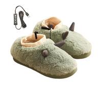 Fyrdyn Zapatillas calentadas recargables, calentador de pies recargable - Botines de calefacción eléctrica calentadores de pies - Zapatos calentados por USB para casa, pantuflas peludas, calentadores