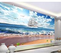 FYRHLH Papel Pintado Barco de vela en el mar Pared 3D Papel Tapiz Fotomurales 3D Papel Pintado Póster Gigante de Pared Personalizado 3D Para Salón o Dormitorio 300cm×210cm (ancho x alto)