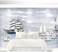 FYRHLH Papel Pintado Barco de vela en el mar Pared 3D Papel Tapiz Fotomurales 3D Papel Pintado Póster Gigante de Pared Personalizado 3D Para Salón o Dormitorio 250cm×175cm (ancho x alto)