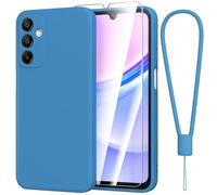 Fyriswho Coque Compatible Avec pour Samsung Galaxy A15 4G / 5G + 1 Pièces Verre Trempé, Souple Silicone Mince Étui Protection Anti-Rayures Housse pour Samsung Galaxy A15 4G / 5G (6.5") - Bleu