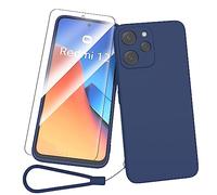 Fyriswho Coque pour Xiaomi Redmi 12 4G/5G + Film Protection écran en Verre trempé, Premium TPU Souple Étui Antichoc Case de Protection Xiaomi Redmi 12 4G/5G Cover - Bleu