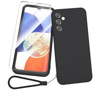 Fyriswho Funda para Samsung Galaxy A14 4G / 5G + 1 Vidrio Templado Protector de Pantalla, Suave TPU Silicona Caso, Antigolpes Anti-Choque Protectora Carcasa - Negro