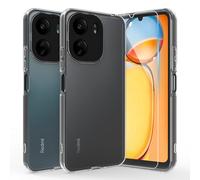 Fyriswho Funda para Xiaomi Redmi 13C 4G Carcasa con 1 Piezas Cristal Templado, Transparente 360° Protección Funda Integrado Silicona Case Cover para Xiaomi Redmi 13C 4G (6.74") - Negro