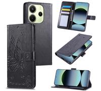 Fyriswho Funda para Xiaomi Redmi Note 14 4G, [Bloqueo RFID] Funda con Tapa de Cuero PU Protector [Ranuras para Tarjetas] [Soporte] [Magnética] - Negro