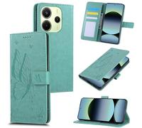 Fyriswho Funda para Xiaomi Redmi Note 14 4G, [Bloqueo RFID] Funda con Tapa de Cuero PU Protector [Ranuras para Tarjetas] [Soporte] [Magnética] - Verde