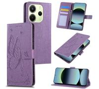 Fyriswho Funda para Xiaomi Redmi Note 14 4G, [Bloqueo RFID] Funda con Tapa de Cuero PU Protector [Ranuras para Tarjetas] [Soporte] [Magnética] - Morado
