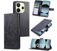 Fyriswho Funda para Xiaomi Redmi Note 14 4G, Premium Flip Cover PU Cuero Magnética Función de Soporte Cover Billetera Carcasa Xiaomi Redmi Note 14 4G - Negro