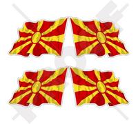 FYROM Antigua República Yugoslava de Macedonia Bandera Ondeante 2" (50mm) Pegatinas de Vinilo Adhesivos, Stickers, Calcomanias x4
