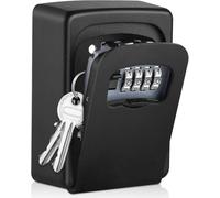 Fysaran Caja fuerte para llaves con código numérico de 4 dígitos, montaje en pared, caja fuerte para llaves de aleación de aluminio, caja fuerte para llaves y tarjeta de puerta