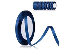 Fyshird Cinta de raso azul, 6 mm x 22 m, cinta de regalo, cinta azul oscuro, cinta de boda, poliéster azul marino, cintas para manualidades, cinta decorativa para envolver regalos de cumpleaños y
