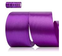 Fyshird Cinta de raso lila, 50 mm x 22 m, cinta de regalo, cinta ancha para bodas, color morado oscuro, cintas para manualidades, cinta decorativa de poliéster, para envolver regalos, cumpleaños y