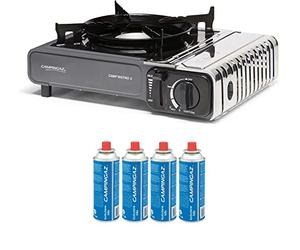 FYSHOP. PACK Campingaz Camp Bistro hornillo de Gas Individual, hornillo de Camping, Potencia 2200 W + 4 CARTUCHOS DE GAS CAMPINGAZ CP250