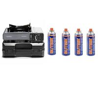 FYSHOP | Pack HORNILLO Campingaz Bistro 3 y 4 CARTUCHOS de gas butsir | Hornillo Camping de 1 Quemador | Cocina portátil compacta para Exteriores | (BISTRO 3 + 4 CARTUCHOS DE GAS BUTSIR)