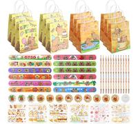 FYSL 60 piezas Capybara regalo de fiesta cumpleaños niños, Capybara bolsas de regalo fiesta de cumpleaños con bolígrafos, insignia, pulseras, pegatinas (Naranja + amarillo)