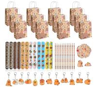 FYSL 98 piezas Capybara regalo de fiesta cumpleaños niños, Capybara bolsas de regalo fiesta de cumpleaños con bolígrafos, llaveros, pulseras, pegatinas (Marrón oscuro, 98)