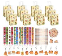 FYSL 98 piezas Capybara regalo de fiesta cumpleaños niños, Capybara bolsas de regalo fiesta de cumpleaños con bolígrafos, llaveros, pulseras, pegatinas (Amarillo brillante, 98)