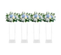 Fyssnn 4 soportes para flores acrílicos para bodas, 80 cm de alto, redondos/rectangulares, columnas decorativas transparentes, soporte para plantas, soporte para interiores, pedestal para fiestas