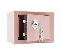 Fyssnn Caja fuerte para llaves con ranura para monedas y llave, caja fuerte de seguridad de 4,6 l, caja fuerte para muebles o pared para hogar/oficina, 23 x 17 x 17 cm (rosa)