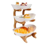 Fyssnn Frutero de 2 pisos/3 pisos, bandeja extraíble para frutas, polipropileno apto para alimentos, para frutas, aperitivos, pan, verduras, aperitivos, organización de cocina (blanco, 3 animales)