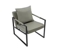 Fyssnn Sillón de relax de piel sintética de 1 plaza, sofá acolchado con reposabrazos, respaldo y cojín, silla de oficina para salón, oficina y rincón de lectura (gris)