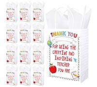 FYSUIMU 24 bolsas de papel de agradecimiento al profesor con 30 hojas de papel de seda, bolsas de agradecimiento para profesores, bolsas de golosinas con asas para el día del profesor, vuelta a la