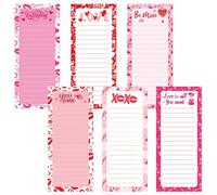 FYSUIMU 6 blocs de notas magnéticos para el día de San Valentín, lista de la compra, bloc de notas romántico, rojo, rosa, corazón, lista de amor, para vacaciones, hogar, cocina, nevera, decoración